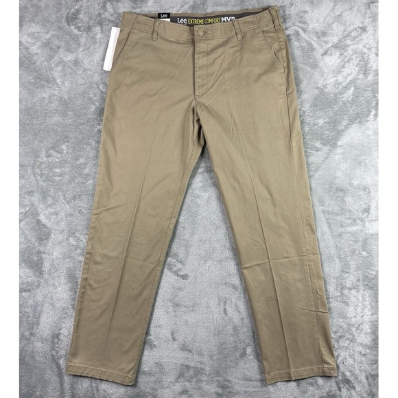 Lee Extreme Motion MVP Straight Fit‎ Comfort Pants Brown Tan Mens 38X34 NWT - Picture 1 of 14